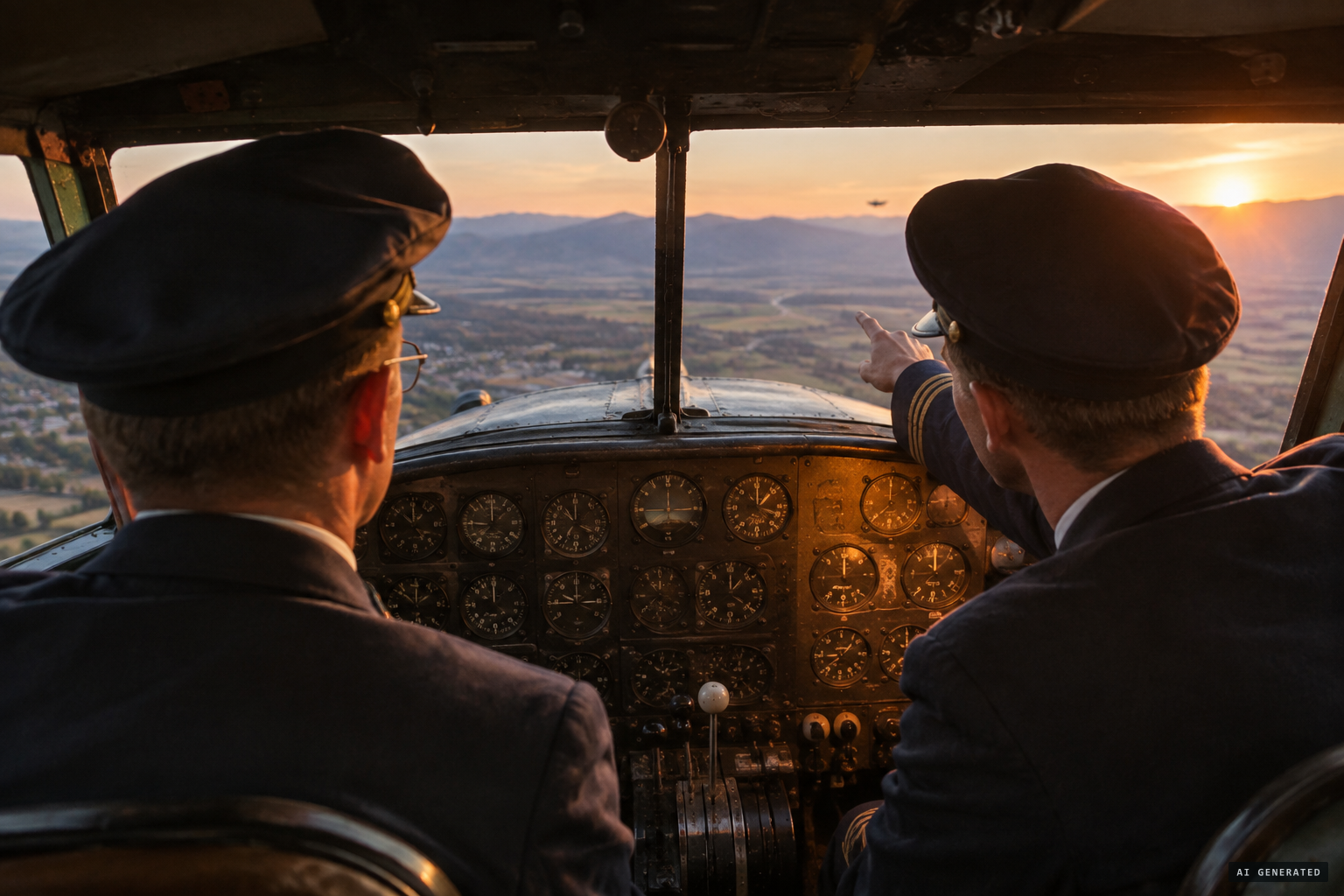 First Officer Ralph Stevens spots what he takes for an approaching aircraft over Emmett