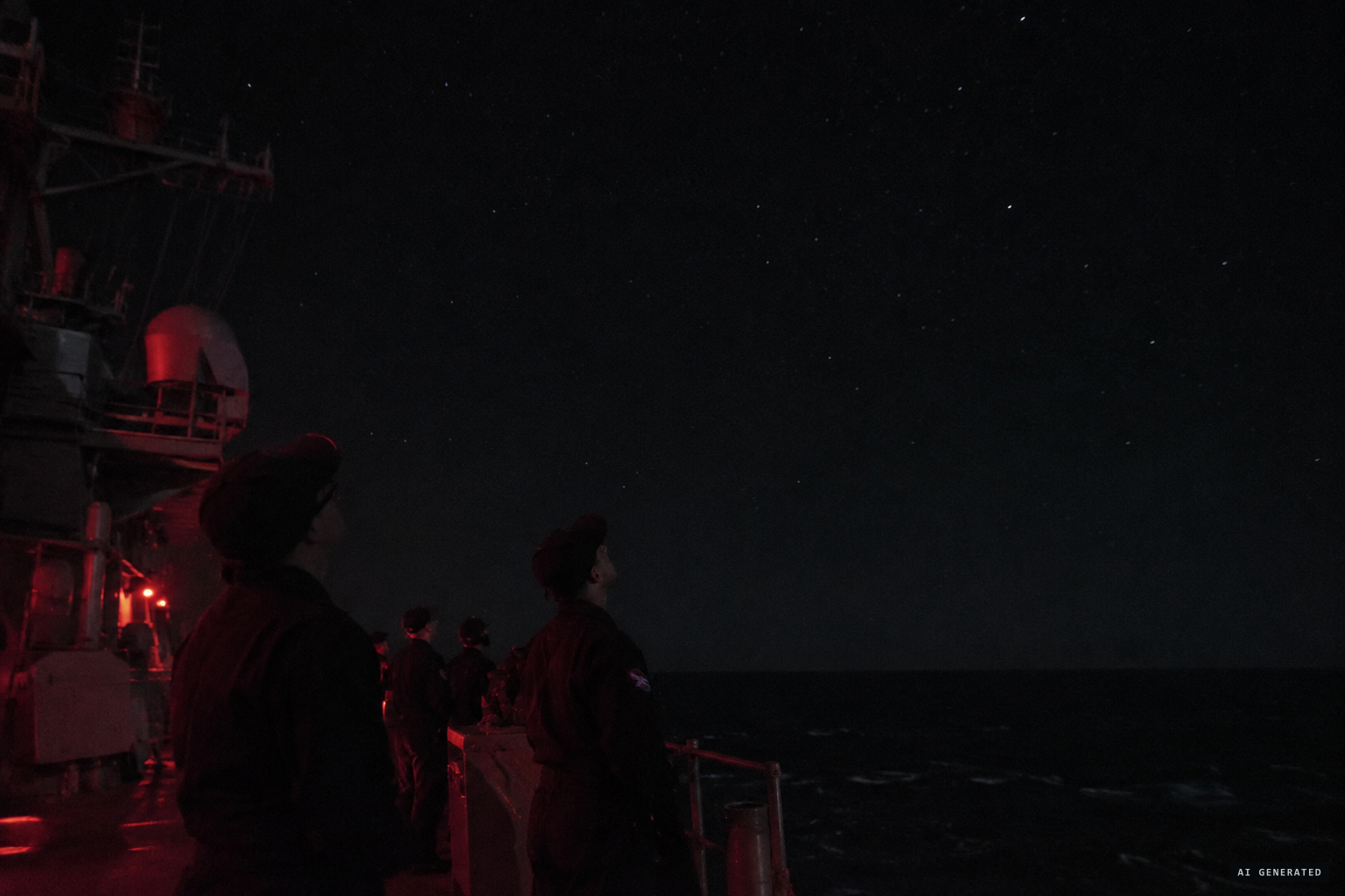 Aboard USS Russell, the objects are invisible to the naked eye