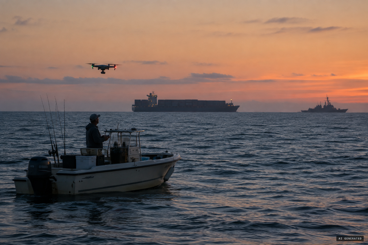 Records tie parts of the swarm to a commercial ship and a fisherman's quadcopters