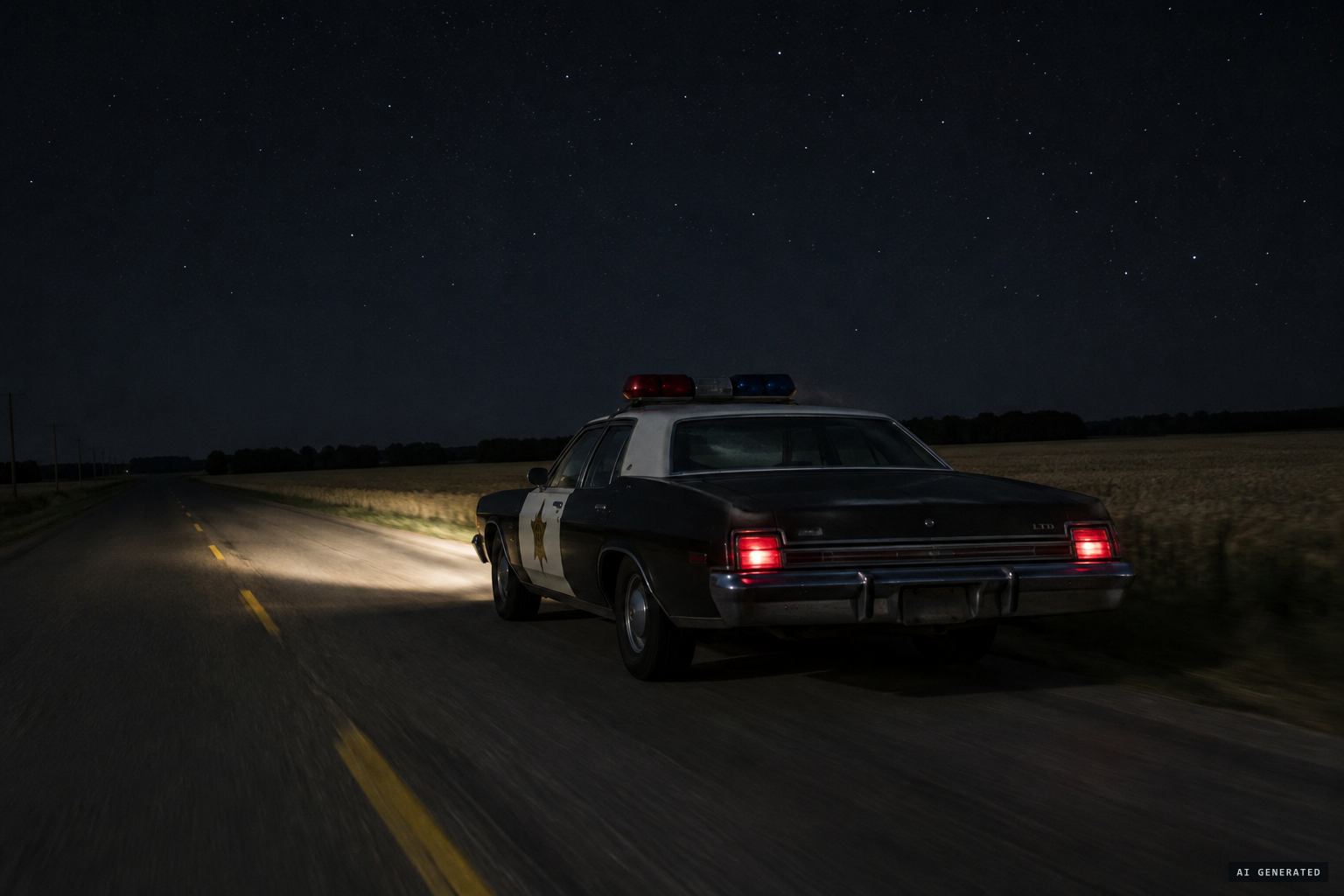 Deputy Val Johnson alone on County Road 5, west of Stephen, Minnesota, 1:40 a.m.