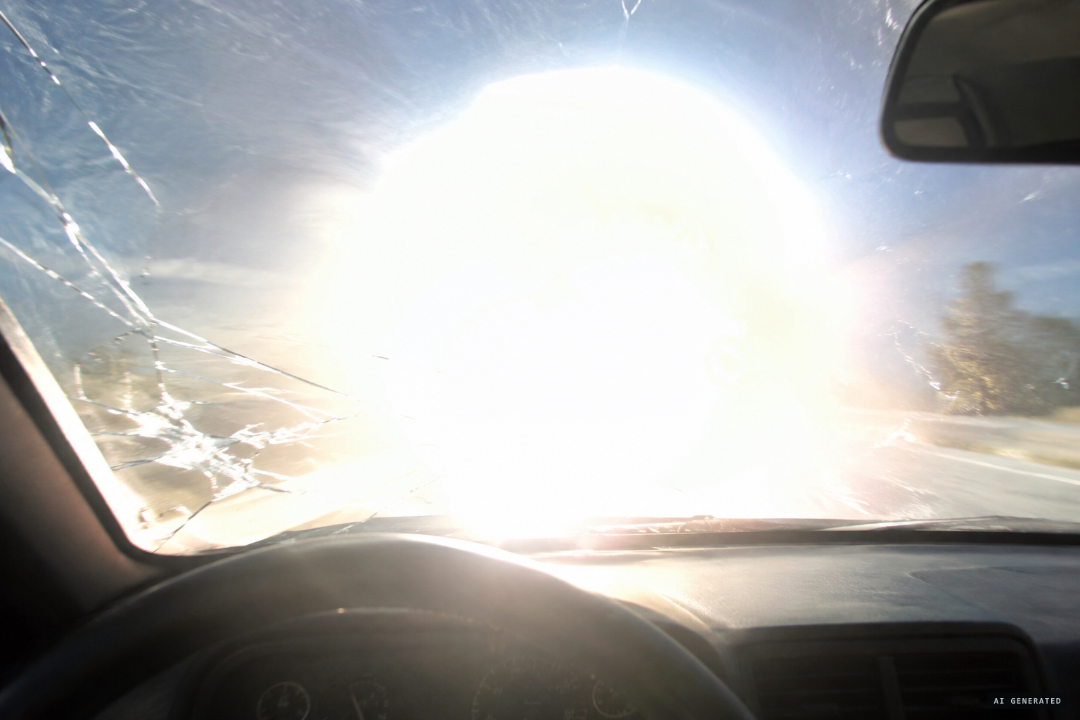 The light crosses a mile and a half almost instantly and hits the car