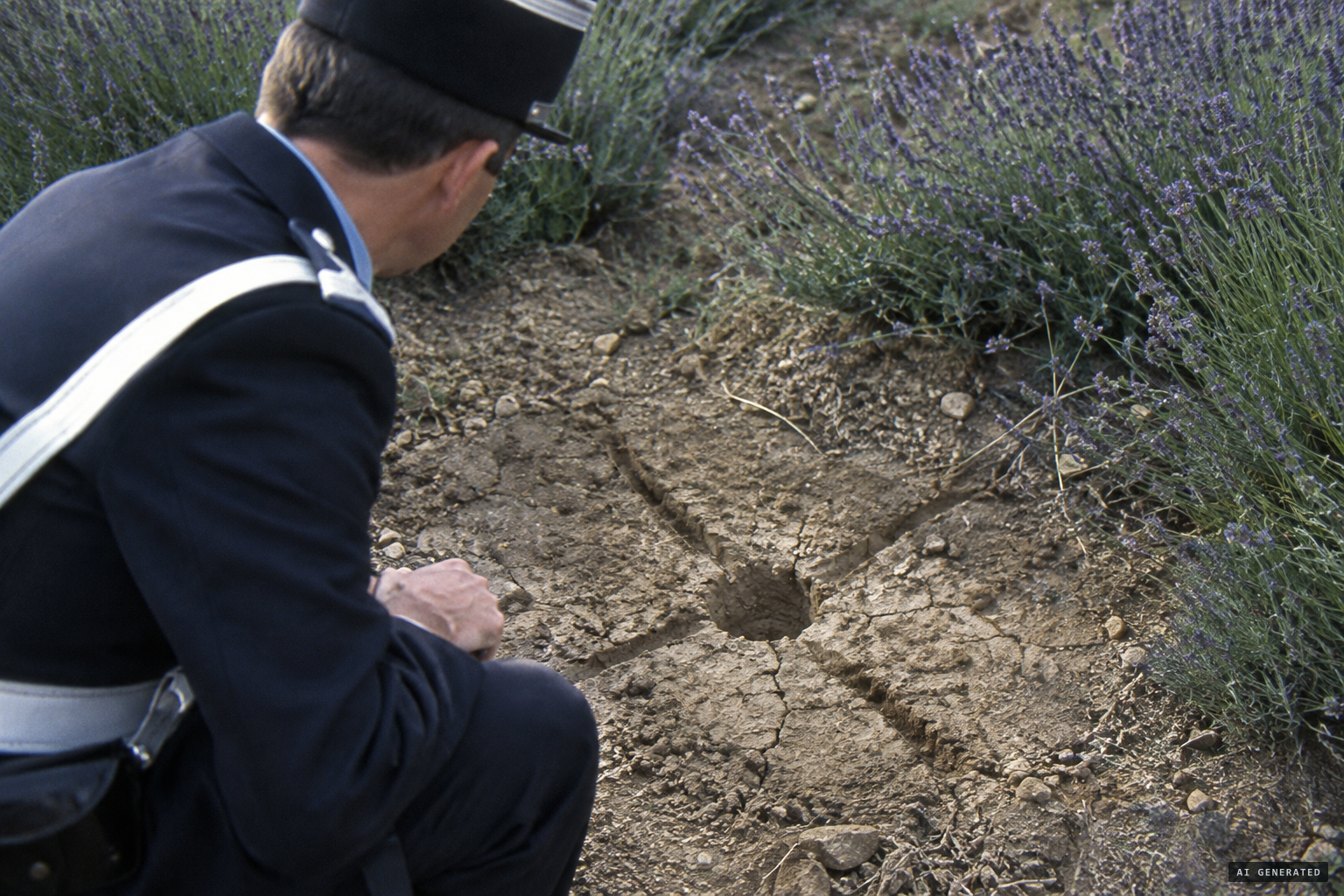 The hole and X-shaped marks found by the gendarmes