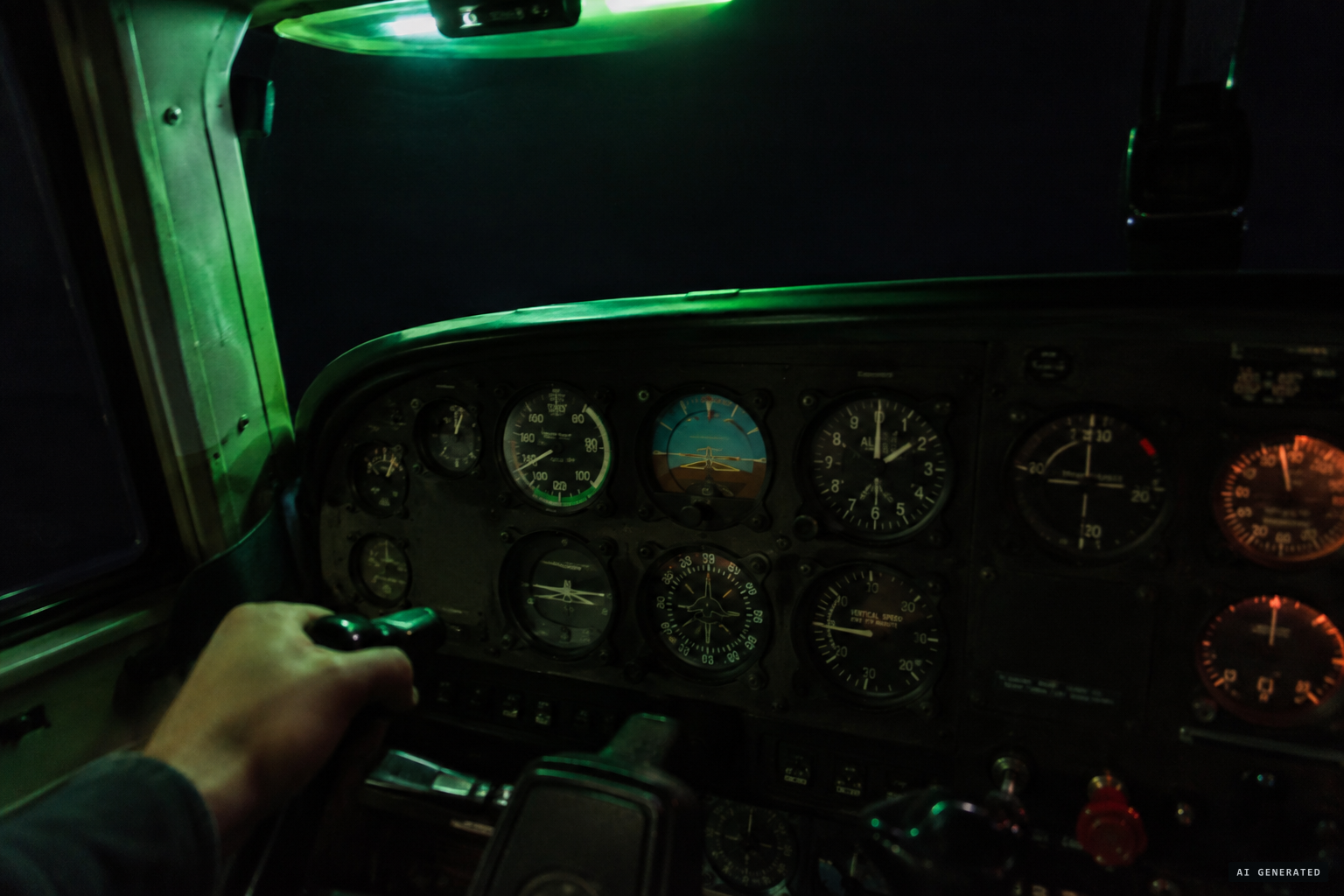 The engine is rough idling and coughing while it hovers overhead