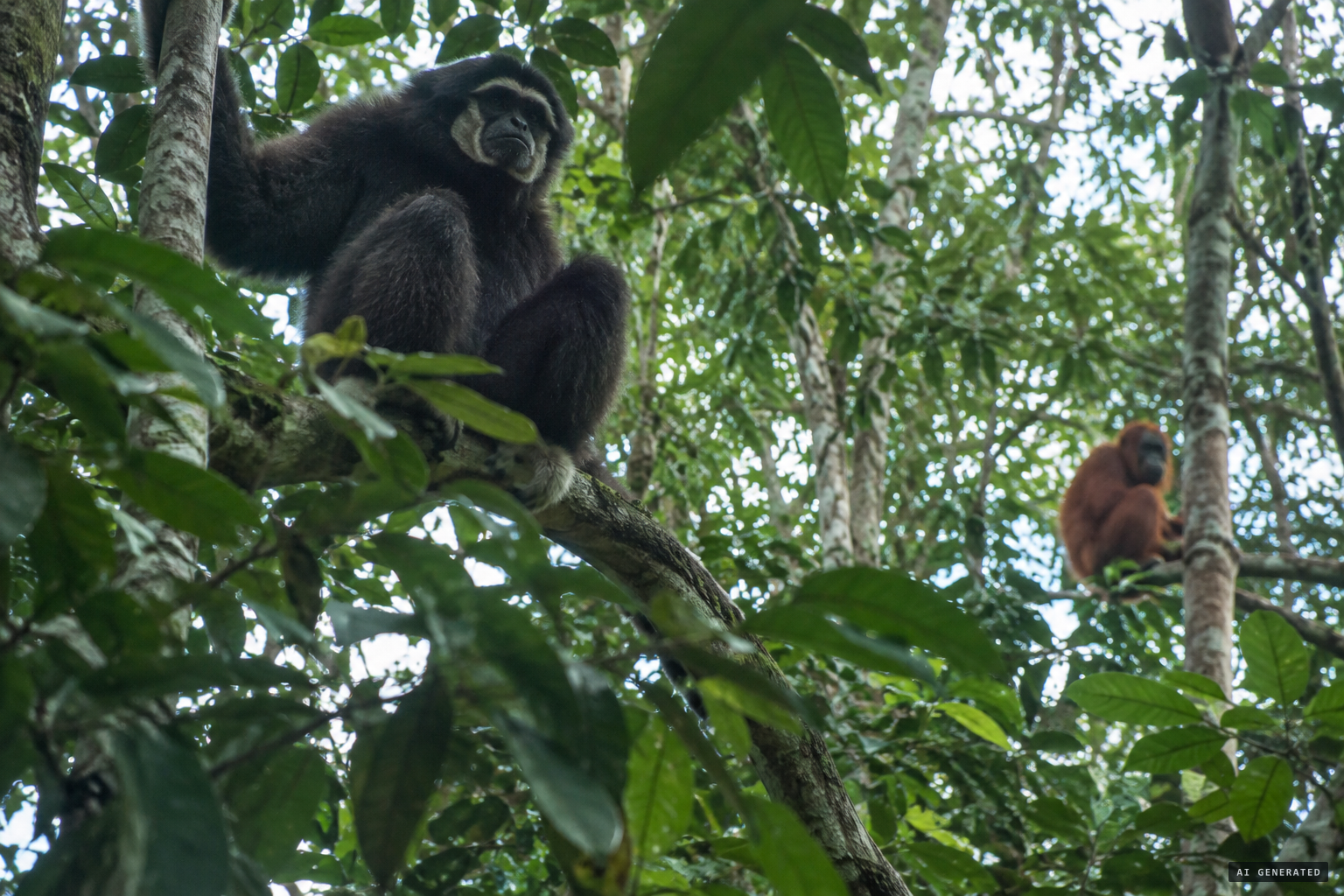 Proposed explanations: an old, large gibbon or an orangutan