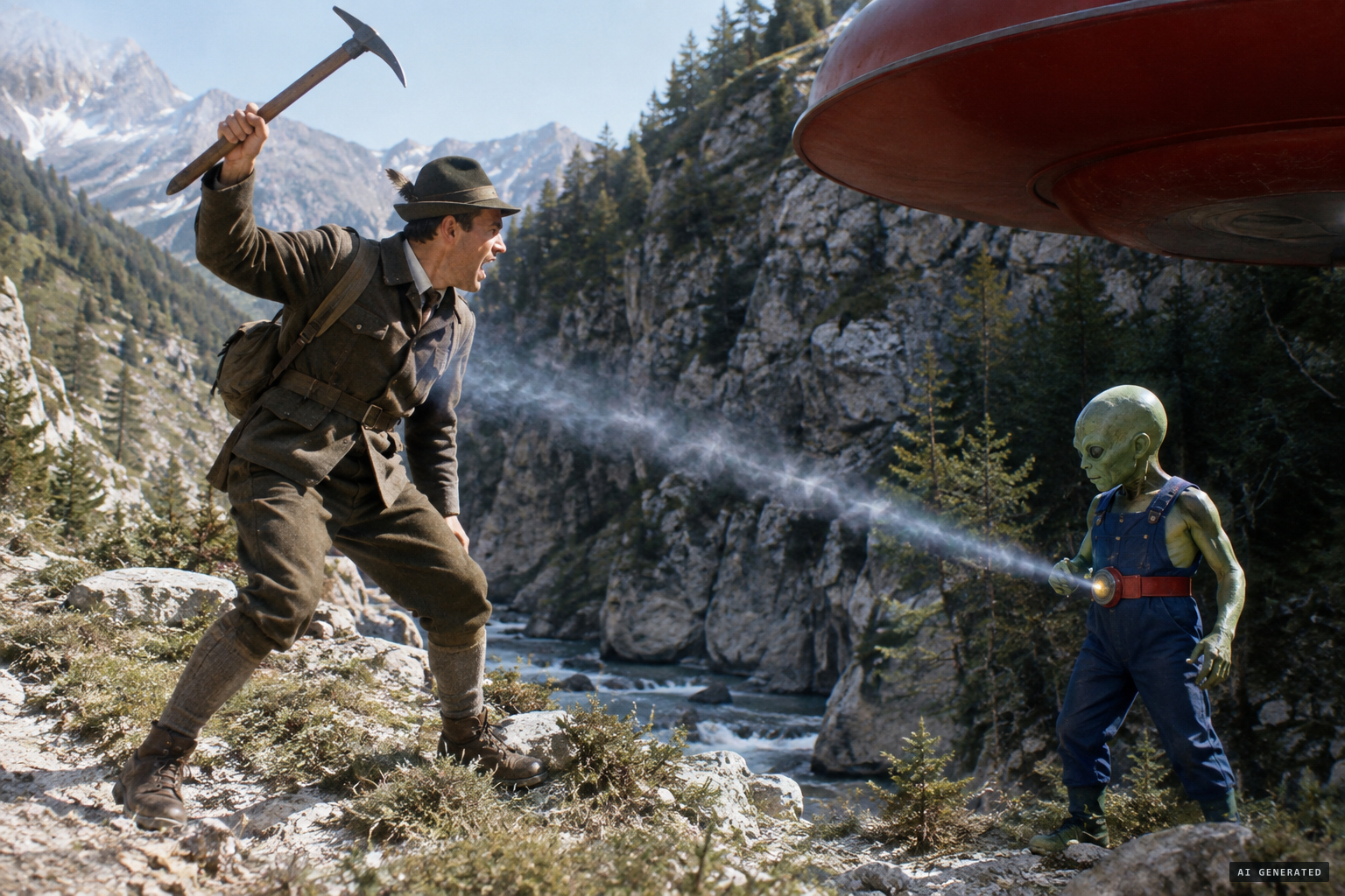 Johannis waves his pick and a smoke-like ray shoots from a being's belt