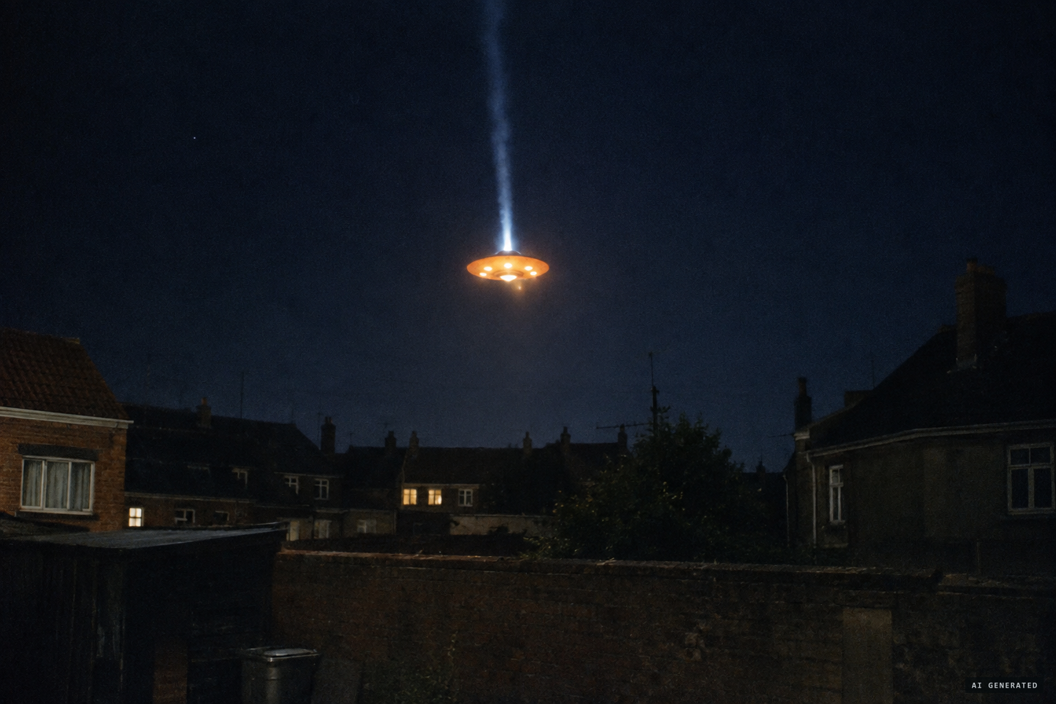 The craft rises, rocks, and shoots straight up leaving a luminous trail