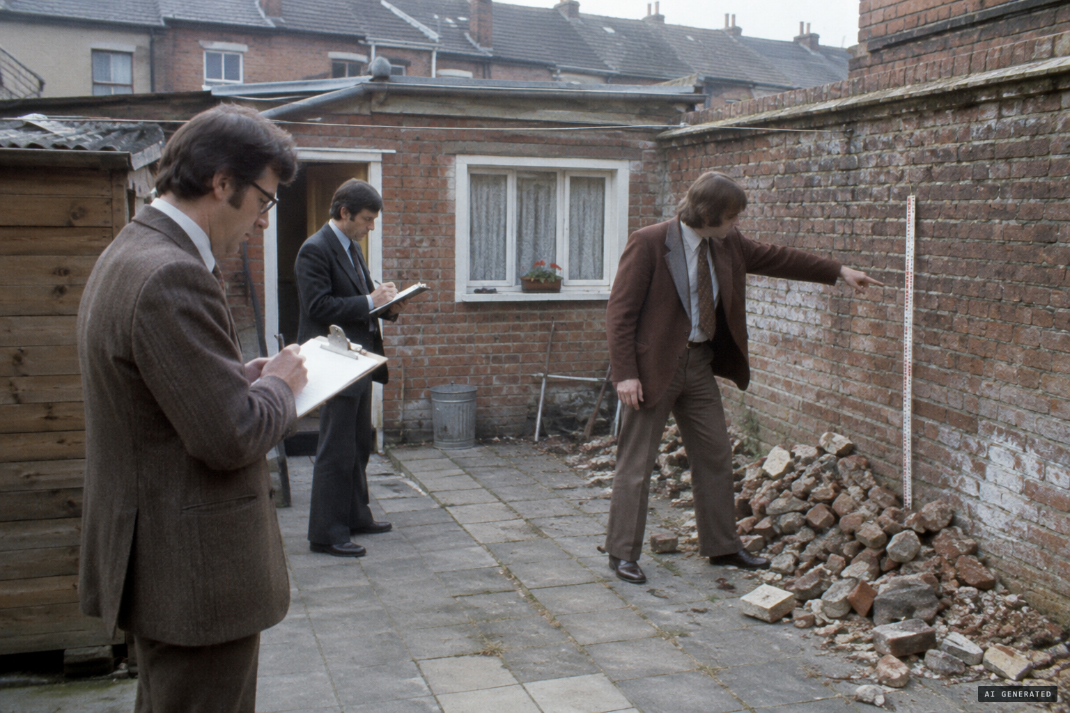 SOBEPS investigators, with Professor Meessen, visit the house in 1974