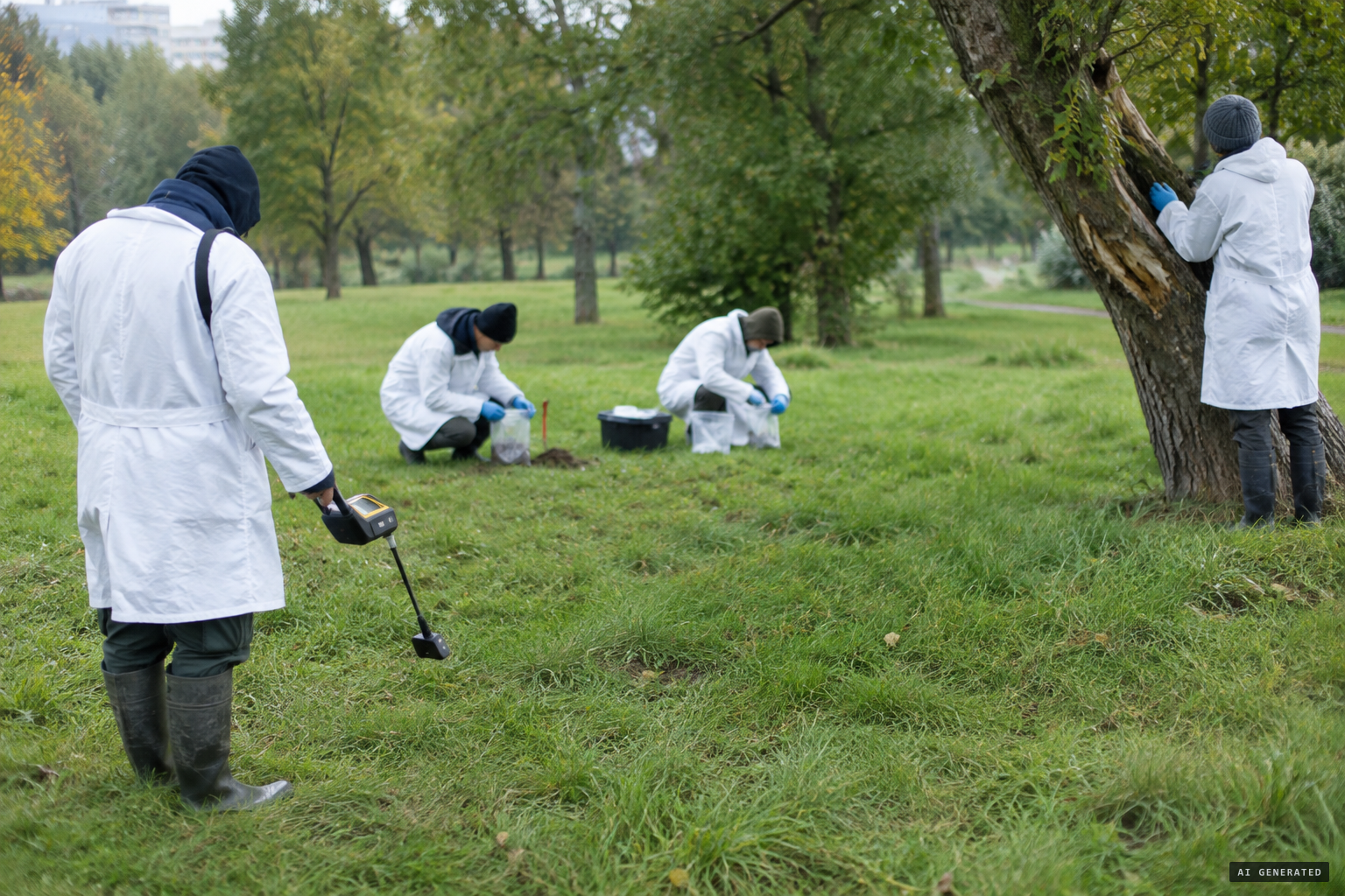 Surovtsev's commission of physicists, chemists and biologists examines the site