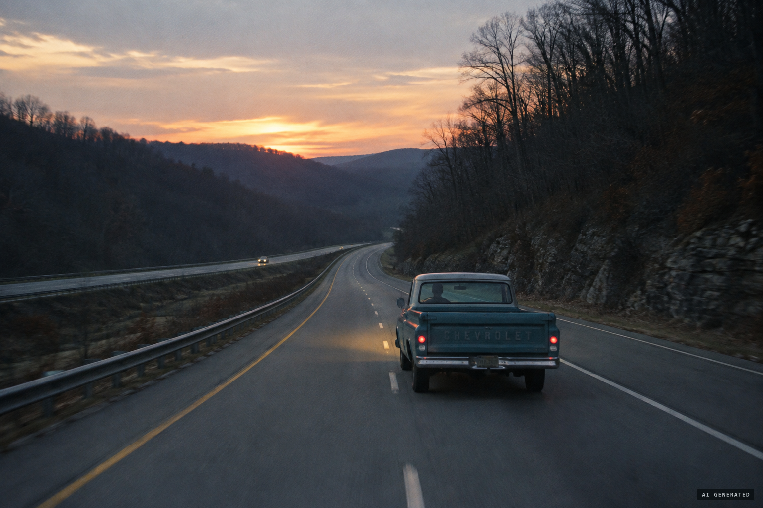 Salesman Woodrow Derenberger drives home from Marietta on Interstate 77