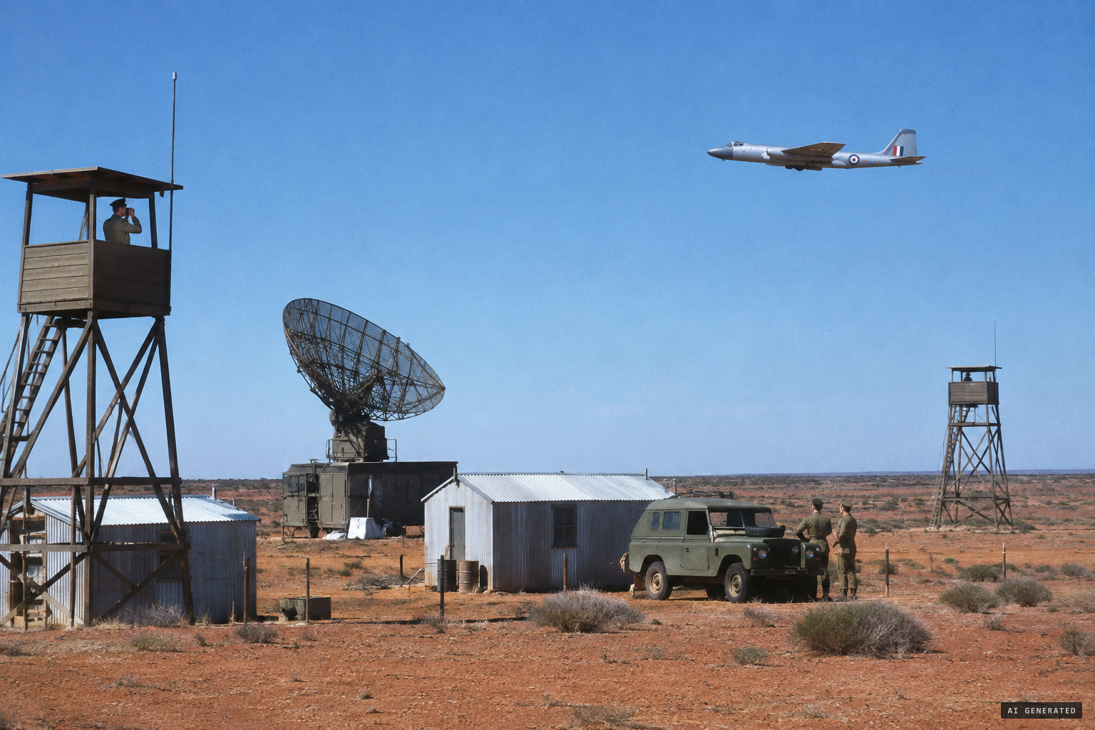 The Long Range Weapons Establishment's range at Woomera, where radar posts and spotting towers tracked every trial
