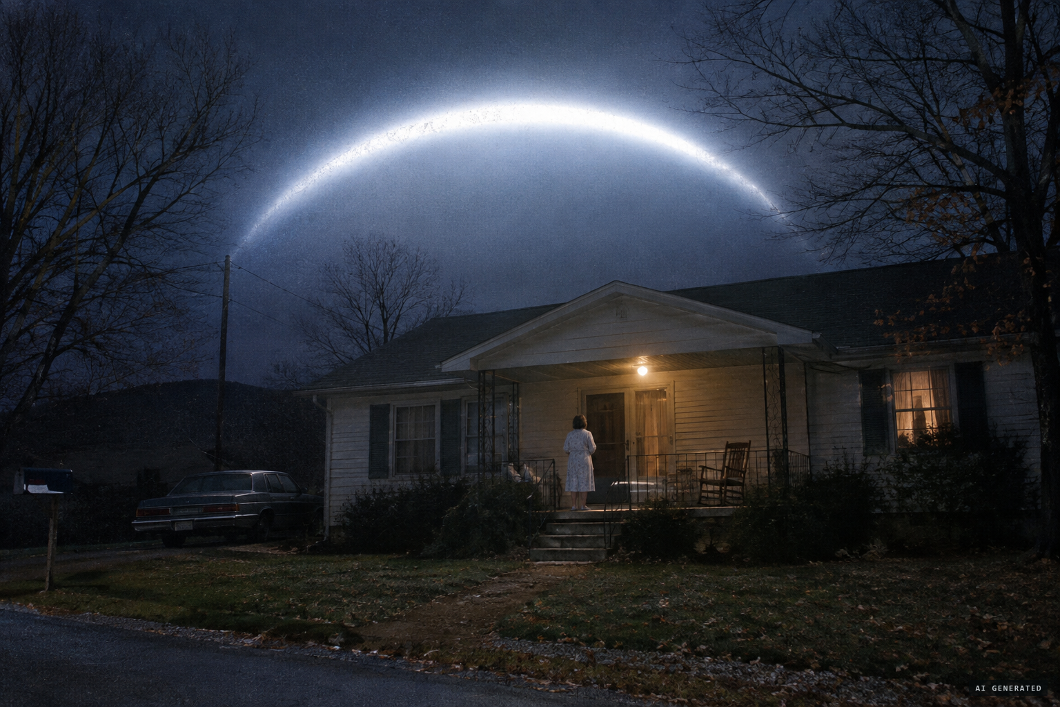 A big semi-circle of white light over Mary Jane Williamson's house
