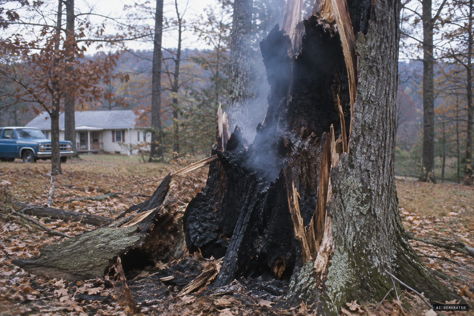 The Smyth County tree, blown apart by a fire set to smoke out a squirrel